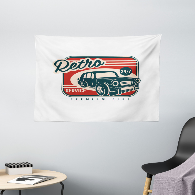 Retro Service Old Car Wide Tapestry