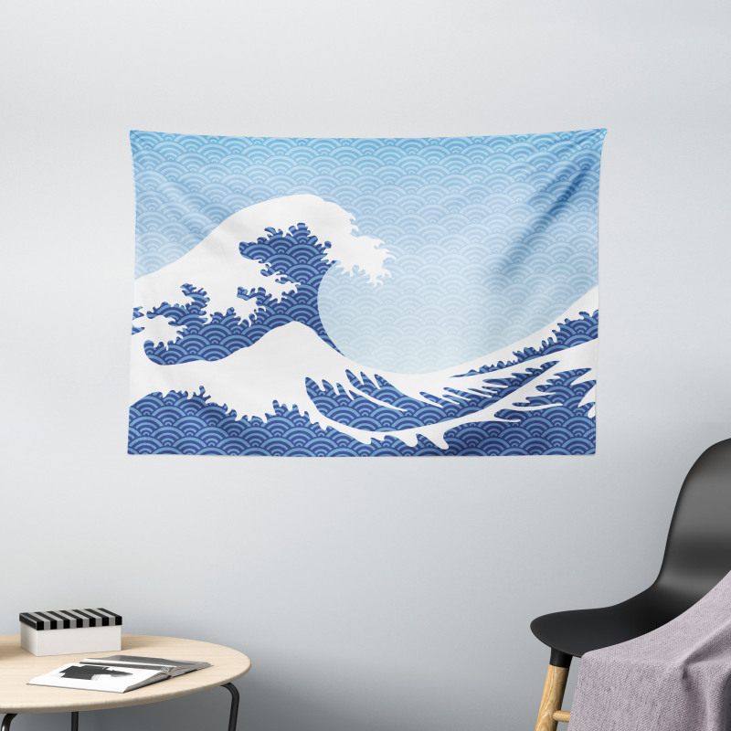 Wave in Vintage Theme Wide Tapestry