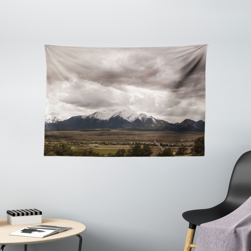 Mountains Colorado Gloomy Wide Tapestry