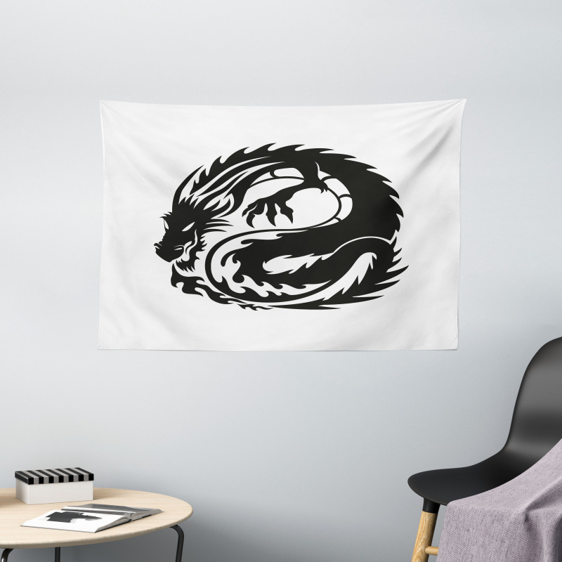 Serpent Belch Flames Wide Tapestry