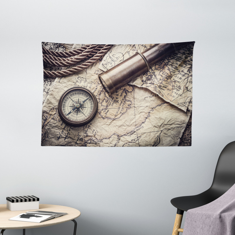 Nostalgic Maritime Tools Wide Tapestry