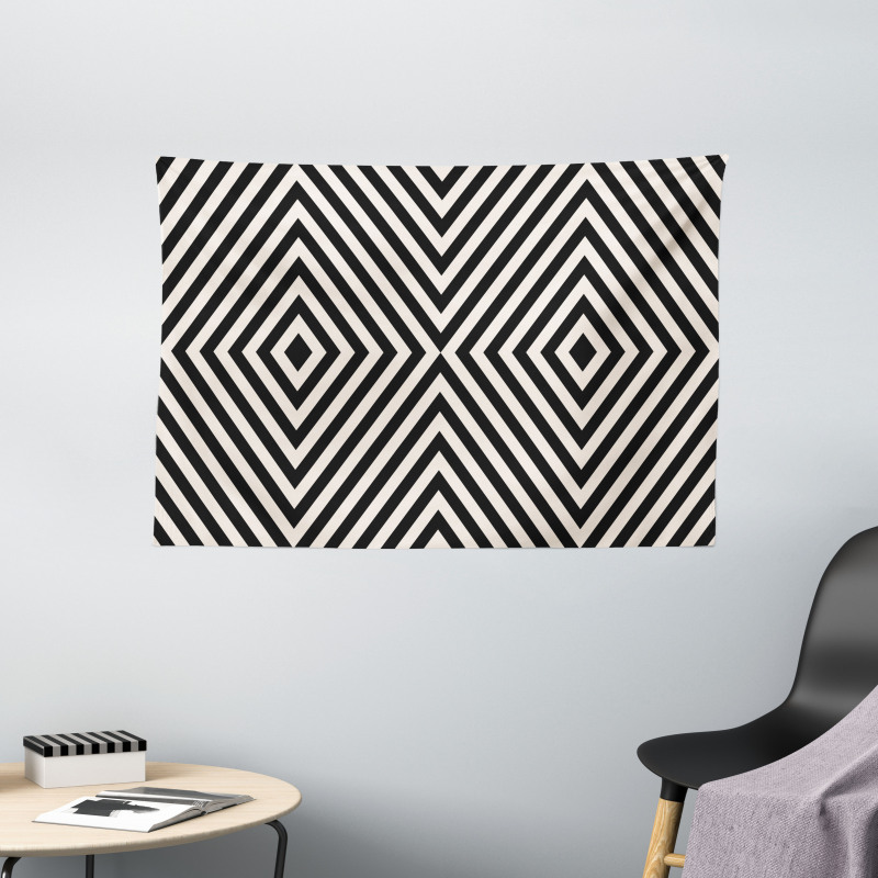 Optical Illusion Rhombuses Wide Tapestry