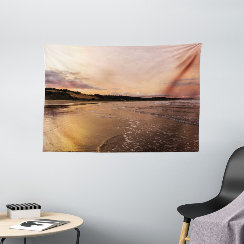 Sunset at Beach Wide Tapestry