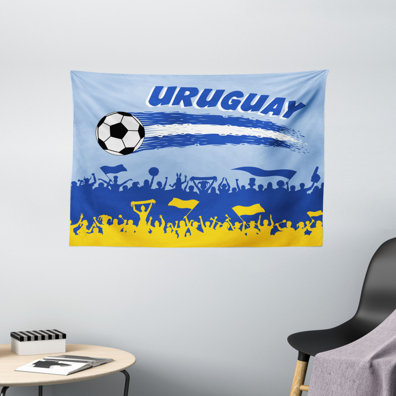 Supporters and Soccer Ball Wide Tapestry