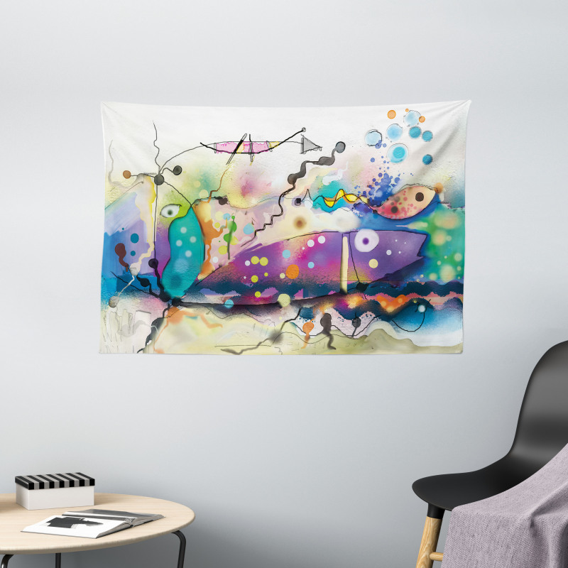 Modern Fine Art Paint Wide Tapestry