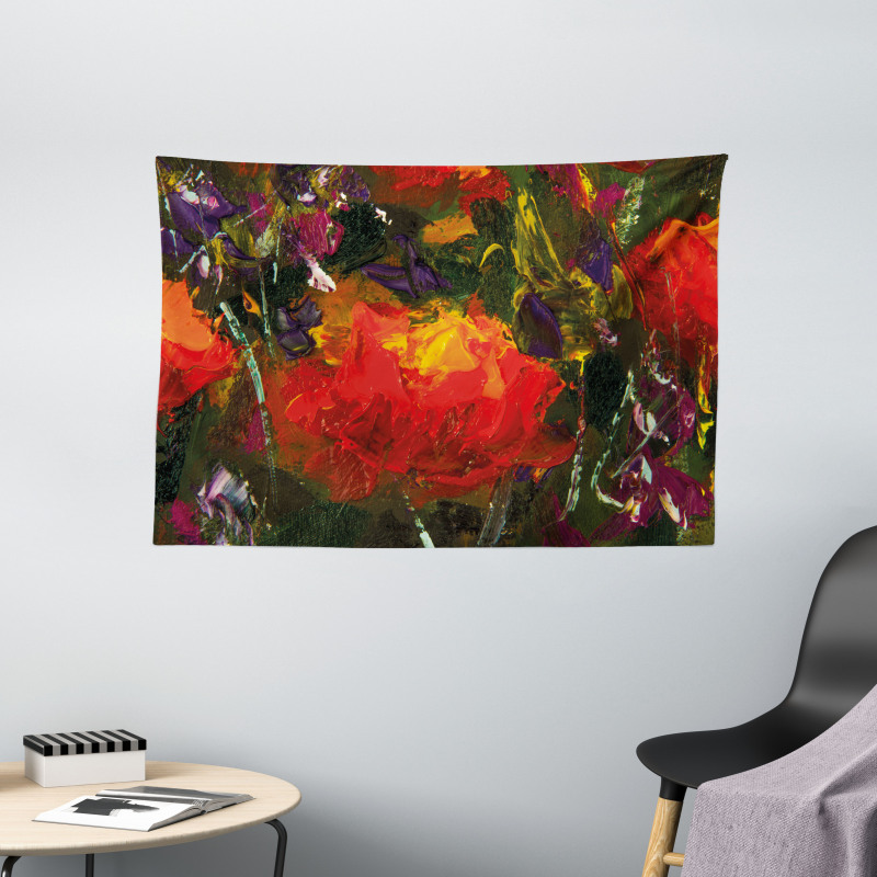 Colorful Composition Wide Tapestry