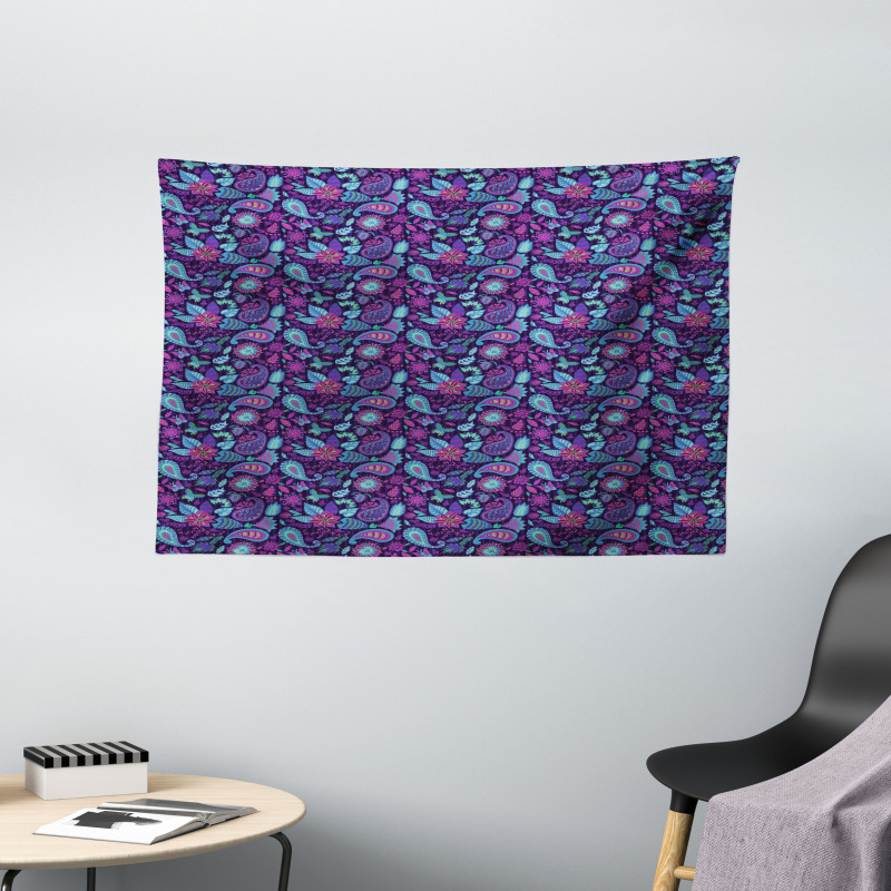 Paisley Teardrops Motif Wide Tapestry