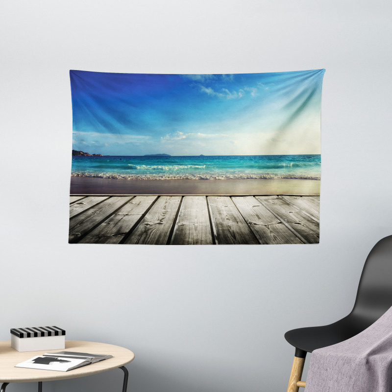 Weathered Beach Waves Wide Tapestry