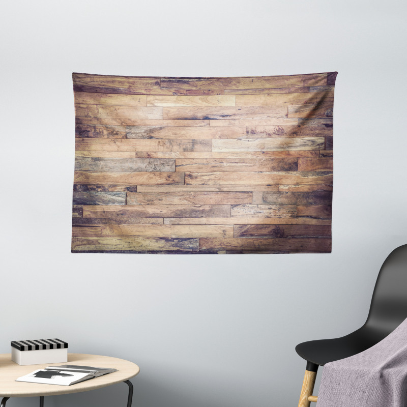 Earthy Toned Planks Wide Tapestry