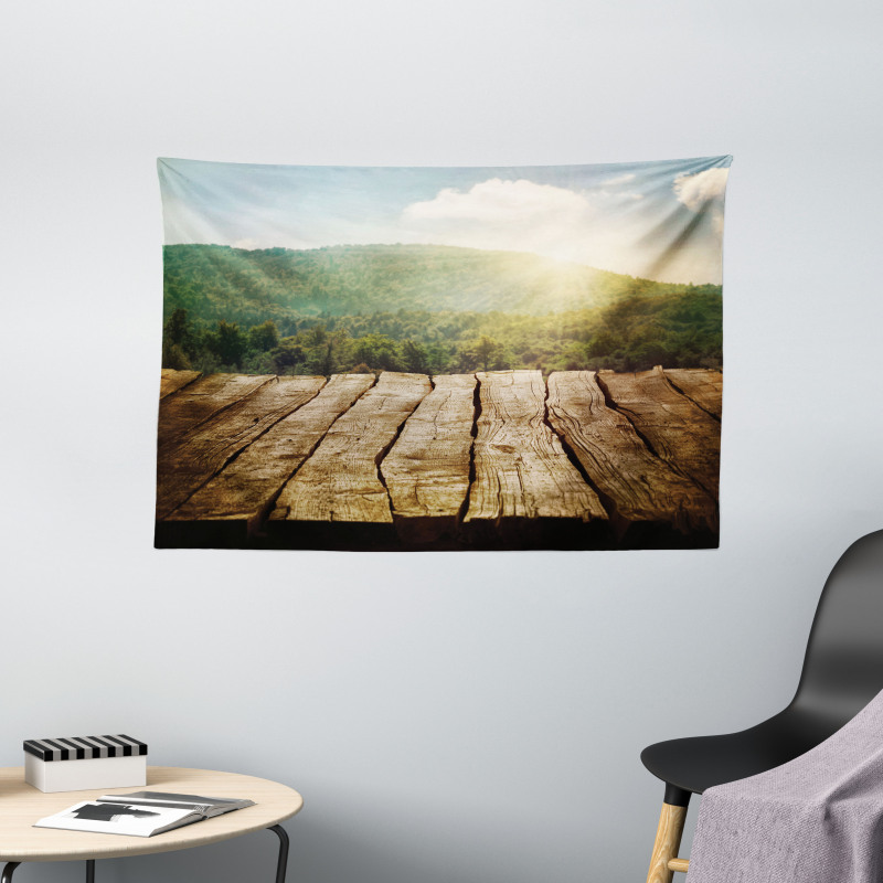 Mountain Side Landscape Wide Tapestry