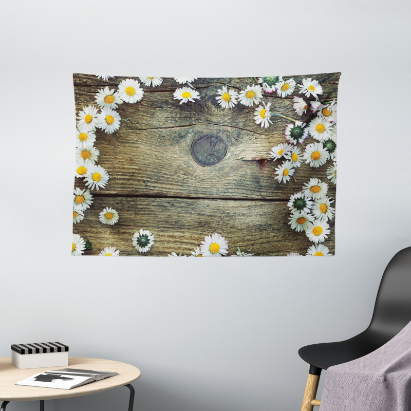 Fresh Spring Daisies Wide Tapestry