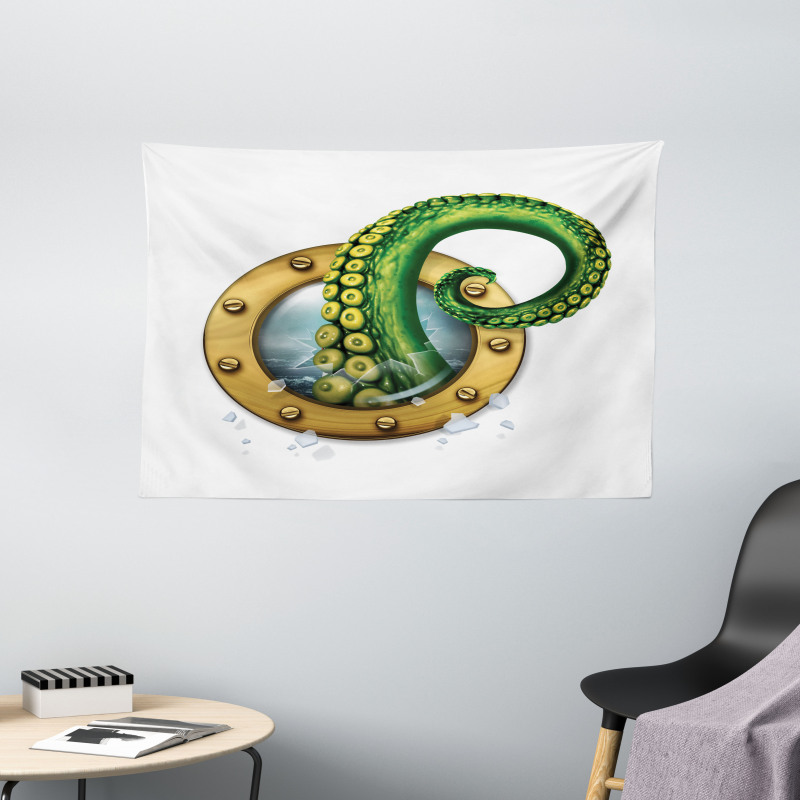 Ship Porthole Tentacles Wide Tapestry