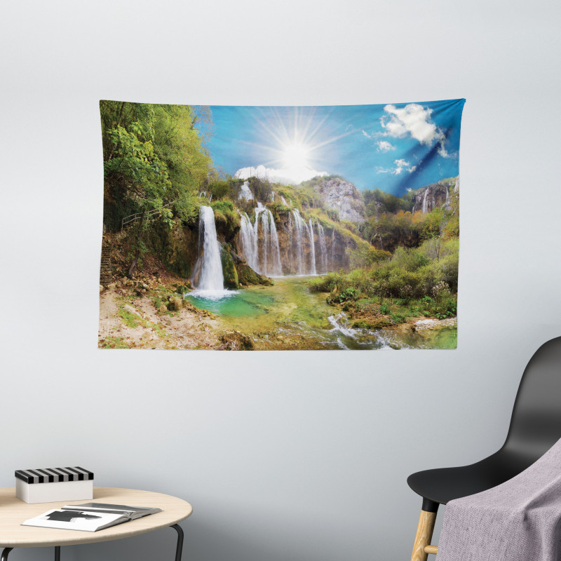 Magnificent Waterfalls Day Wide Tapestry