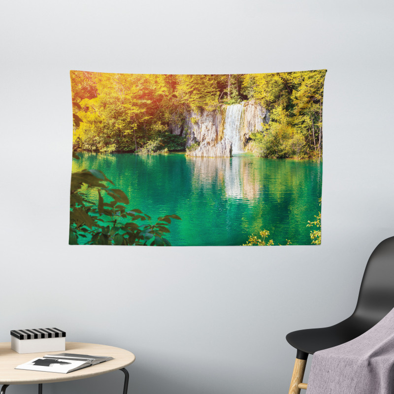 Colorful Forest and Lake Wide Tapestry