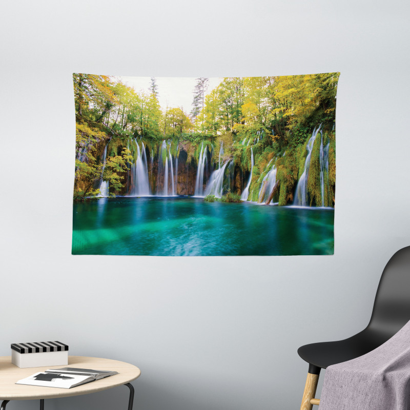 Many Small Waterfalls Photo Wide Tapestry