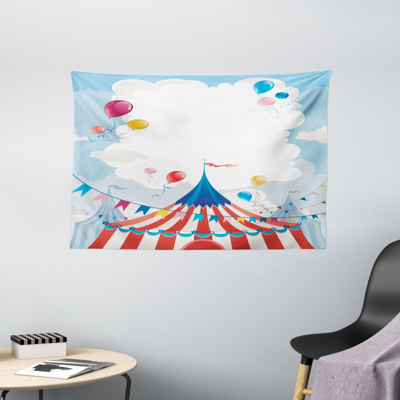 Circus Day Canvas Tent Wide Tapestry