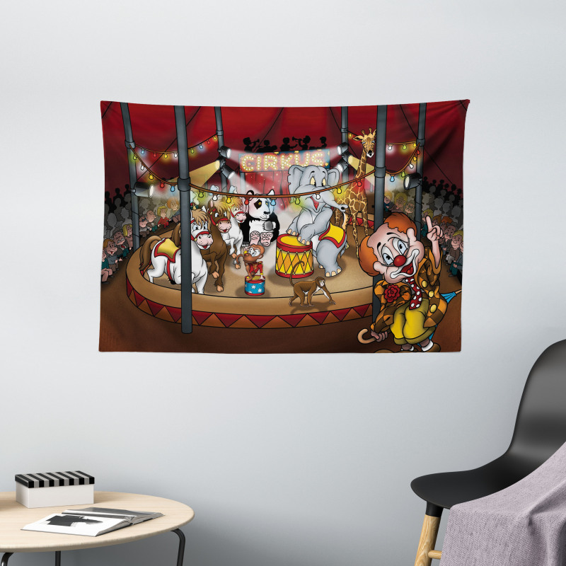 Circus Show Horses Wide Tapestry