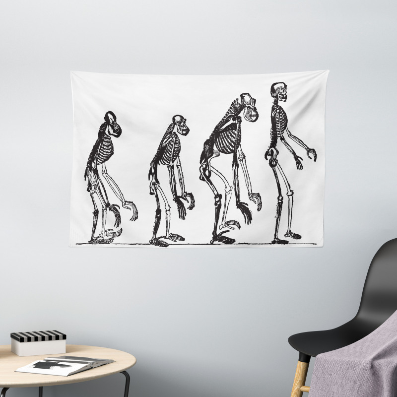 Evolution Theme Ape to Man Wide Tapestry