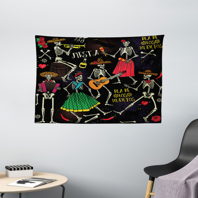 Dia de los Muertos Fiesta Wide Tapestry