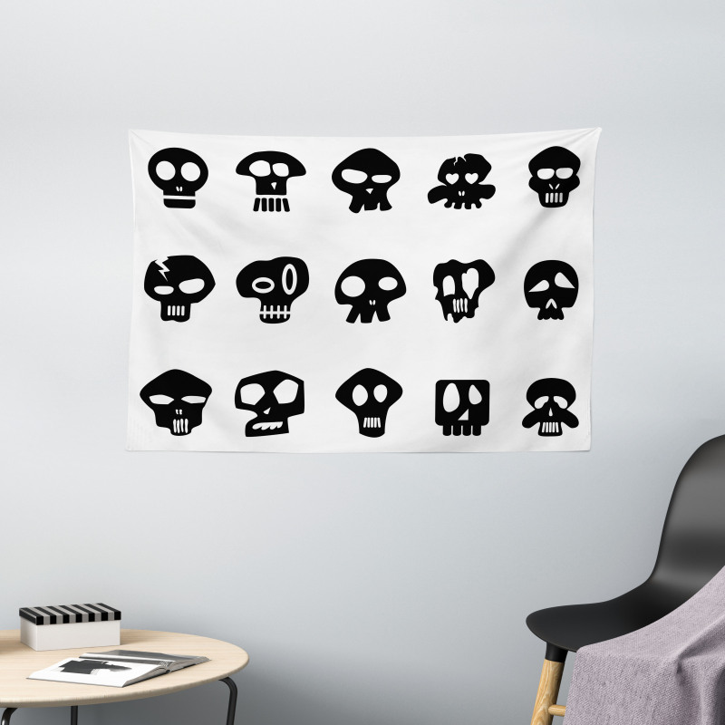 Funny Various Skull Wide Tapestry