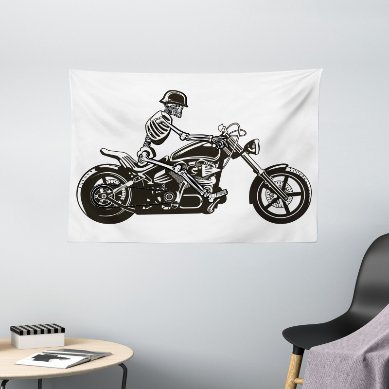 Crazy Halloween Motorbike Wide Tapestry