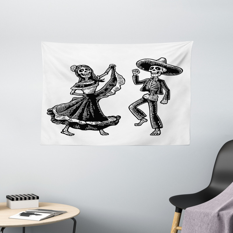 Day of the Dead Dancing Wide Tapestry