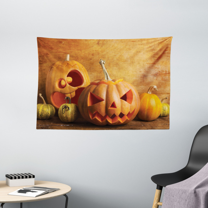 Jack O Lantern Carve Wide Tapestry