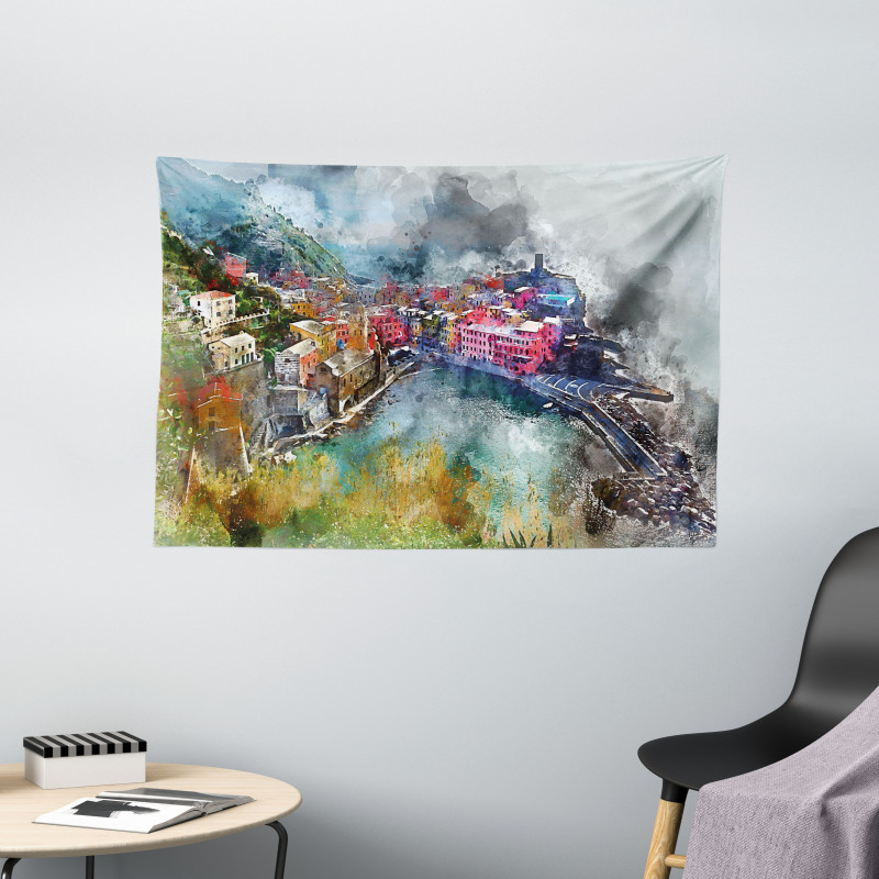 Aerial Village Wide Tapestry