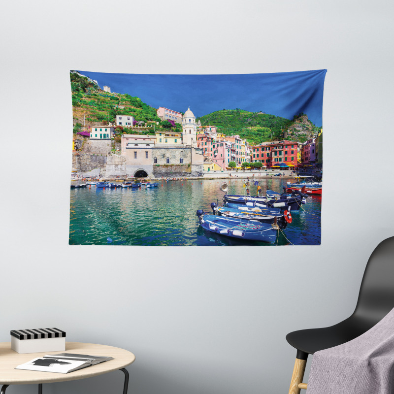 Panoramic Italian Village Wide Tapestry