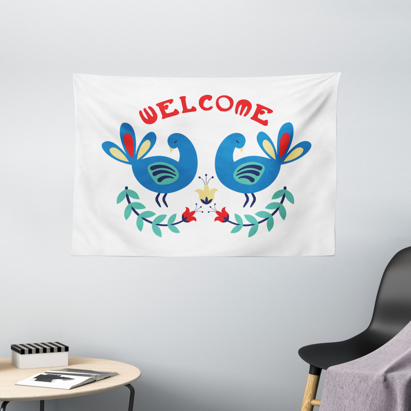 Ornamental Welcome Wide Tapestry