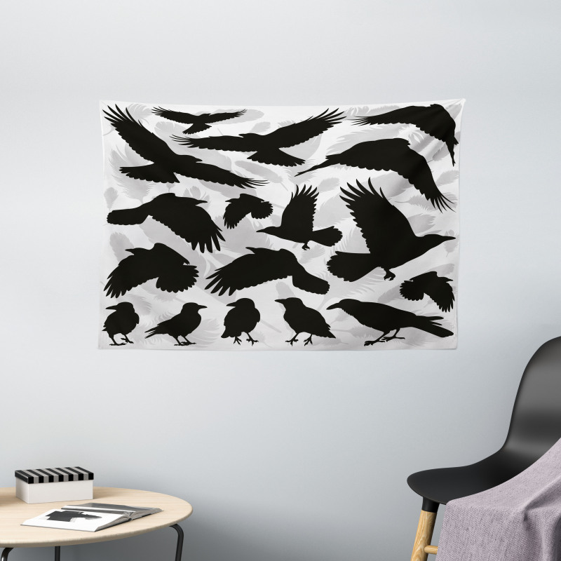 Birds and Feathers Wide Tapestry