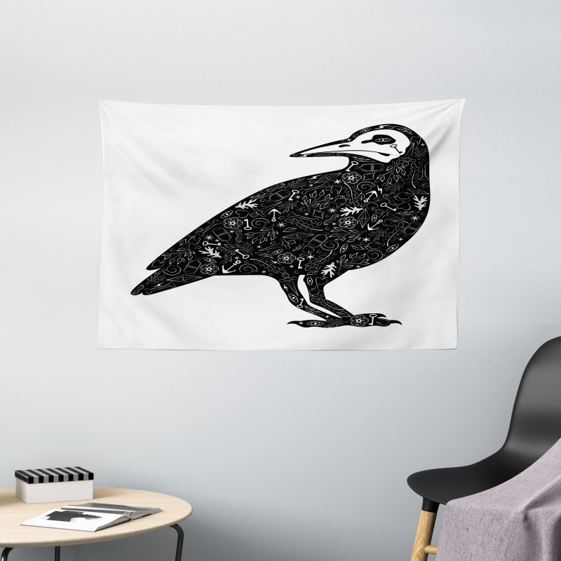 Gothic Art Ornate Bird Wide Tapestry