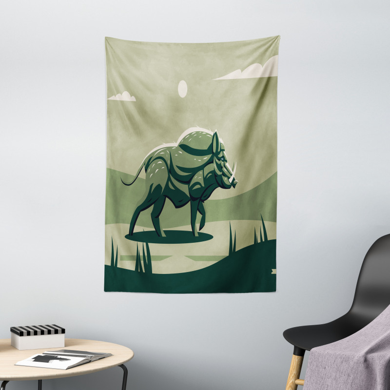 Wild Boar with Tusks Art Tapestry