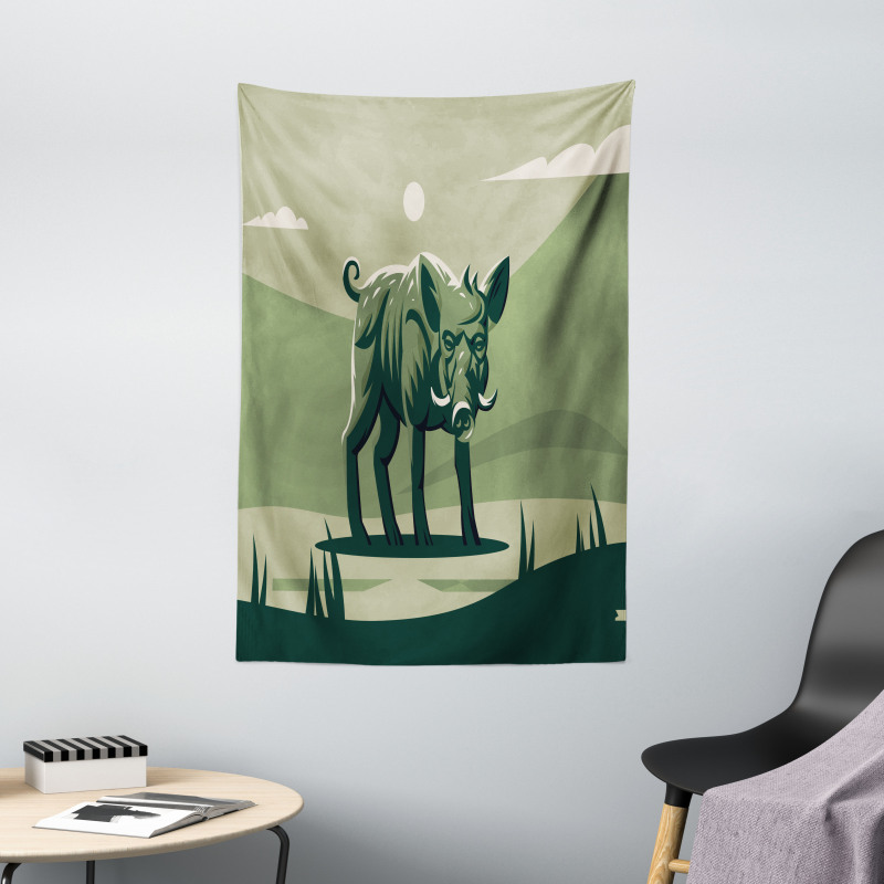 Abstract Wild Boar Pig Tapestry