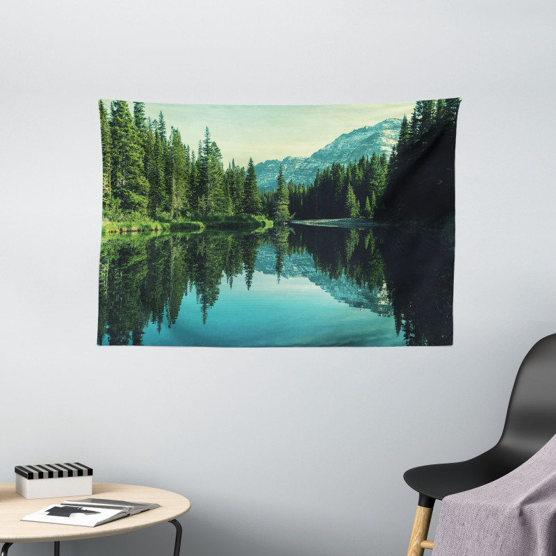 Tree Reflections on Calm Water Wide Tapestry
