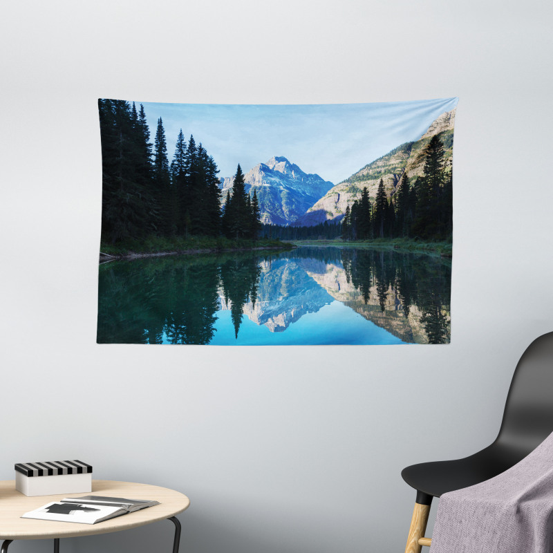 Mountain Reflection on Lake Wide Tapestry