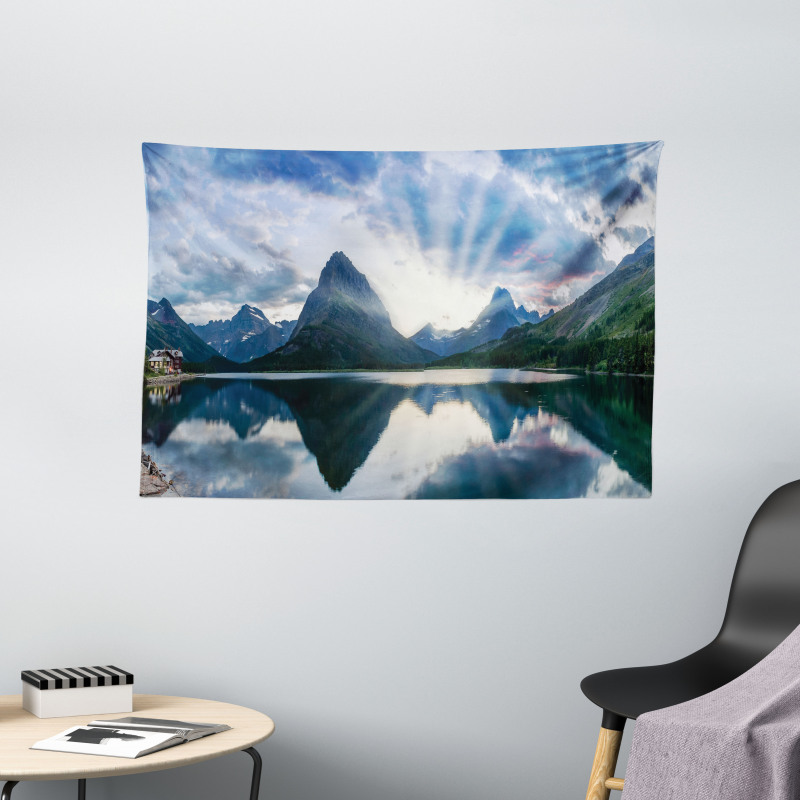 Swiftcurrent Lake Panorama Wide Tapestry