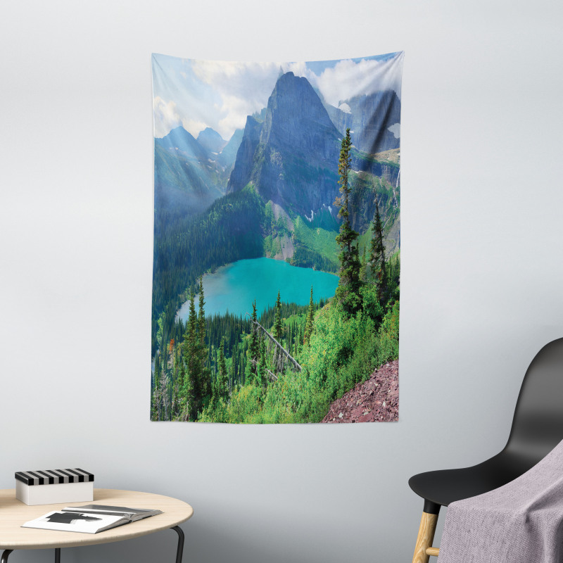 Grinnell Lake and Mountains Tapestry