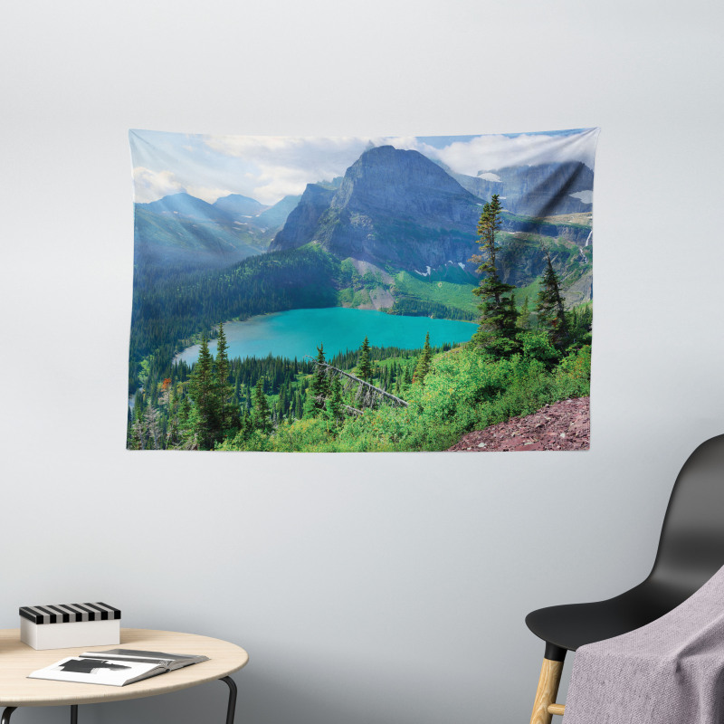 Grinnell Lake and Mountains Wide Tapestry