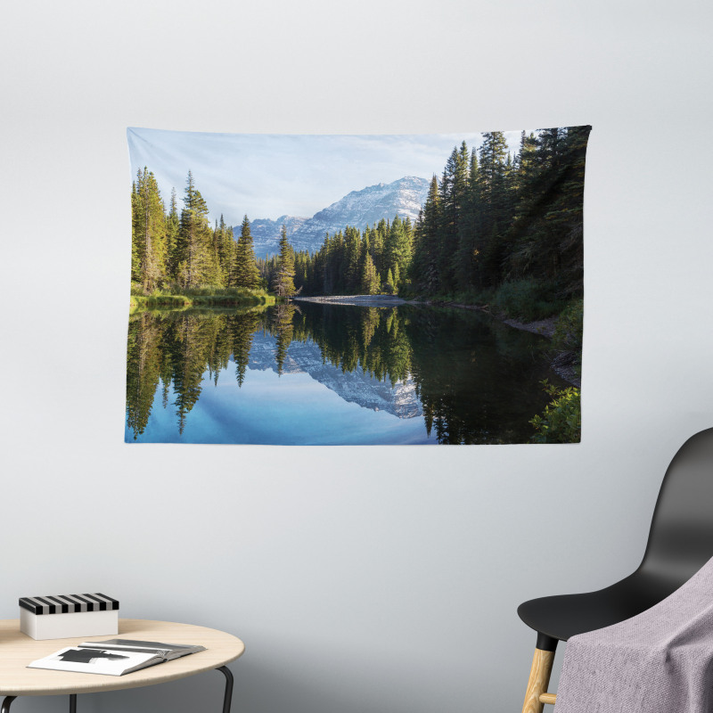 Fir Tree Reflections on Lake Wide Tapestry