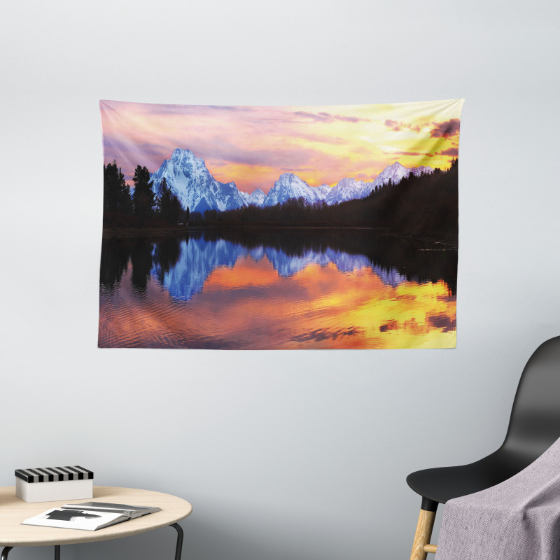 Grand Tetons View at Sunset Wide Tapestry