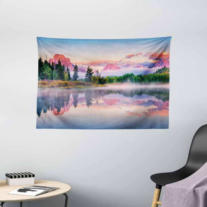 Calm Sunrise on Snake River Wide Tapestry