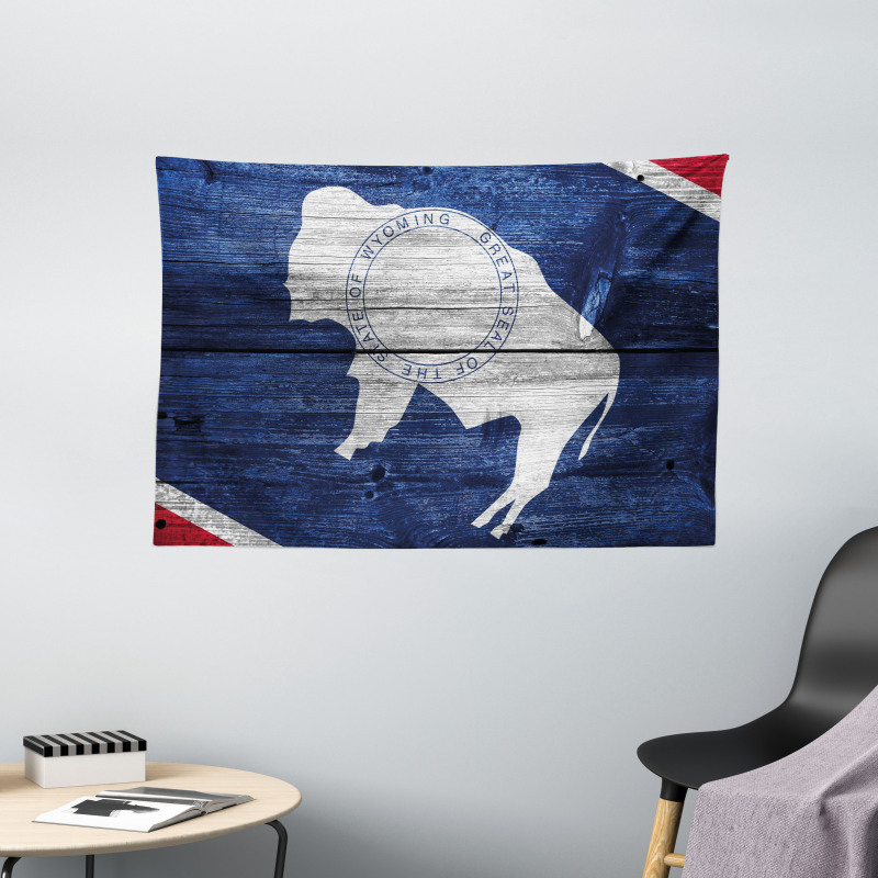 Equality State Flag Wooden Wide Tapestry