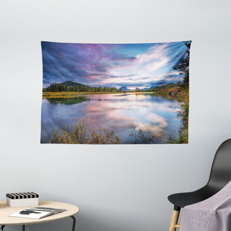 Sunset on Oxbow Bend Wide Tapestry