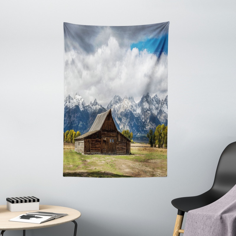 Rustic Wooden Cottage View Tapestry