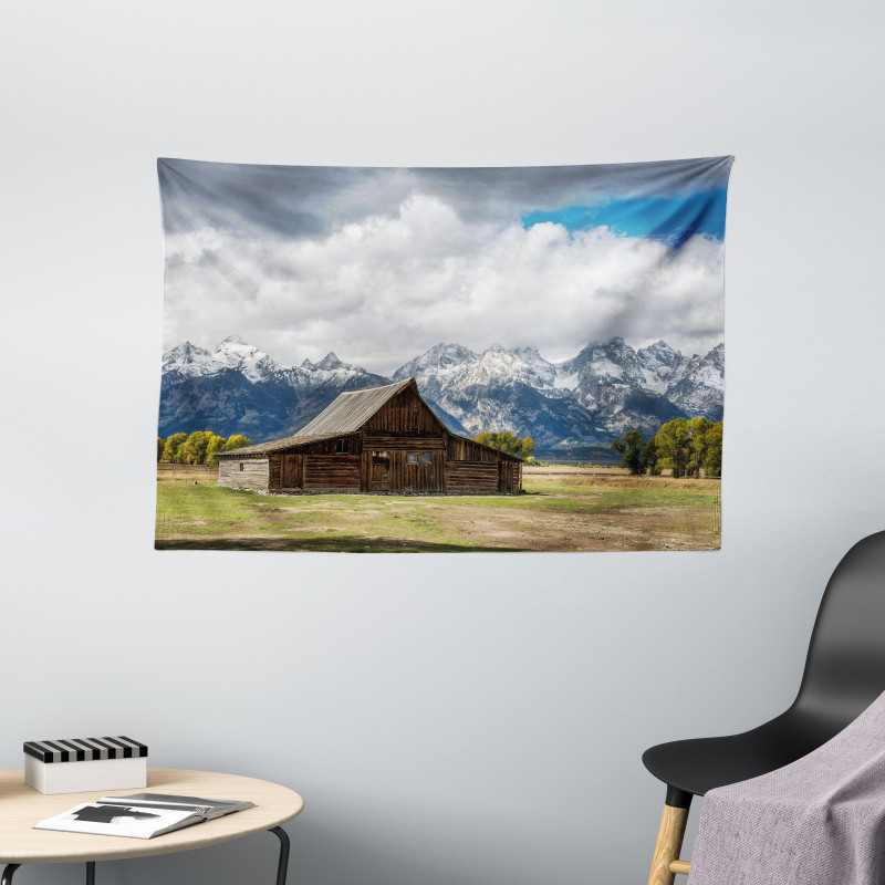 Rustic Wooden Cottage View Wide Tapestry