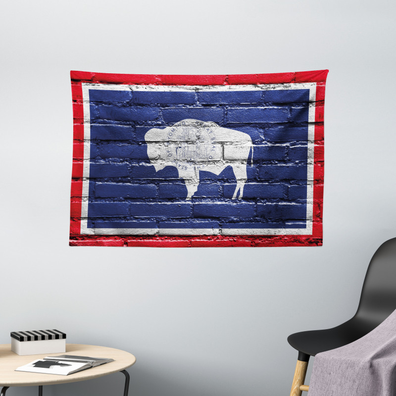 State Flag Paint on Bricks Wide Tapestry