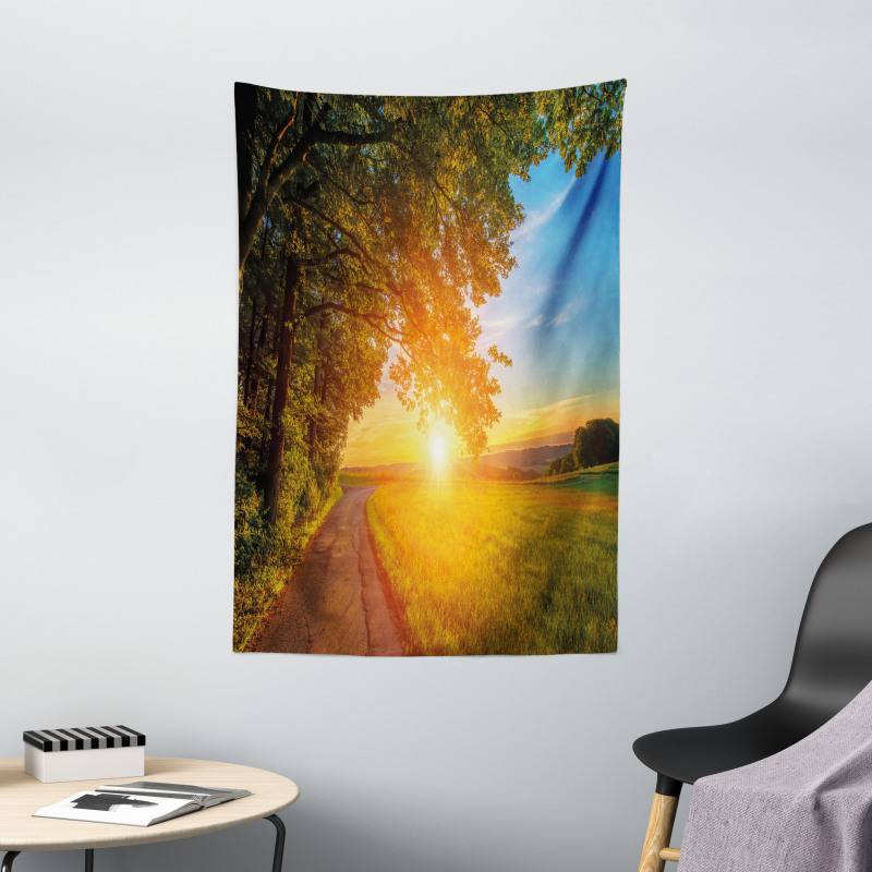 Tranquil Path at Sunset Tapestry