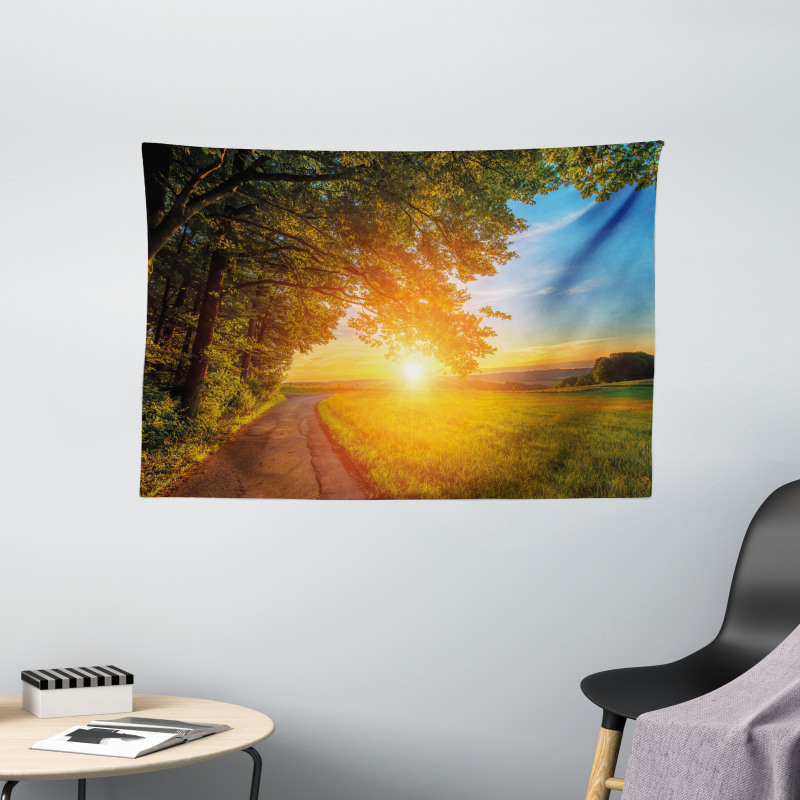 Tranquil Path at Sunset Wide Tapestry