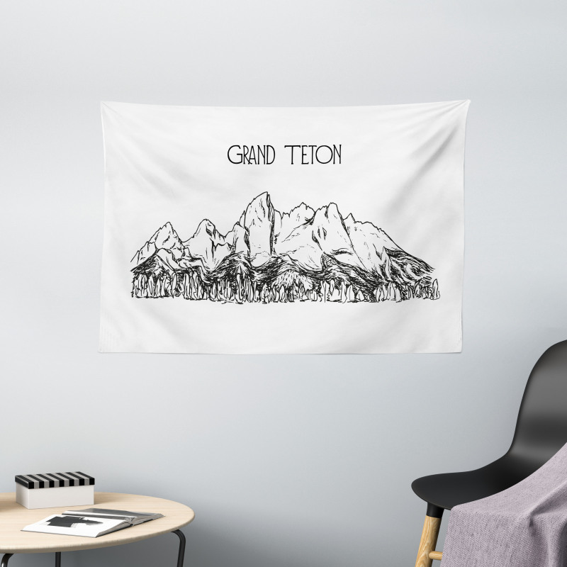 Simple Sketch Grand Teton Wide Tapestry